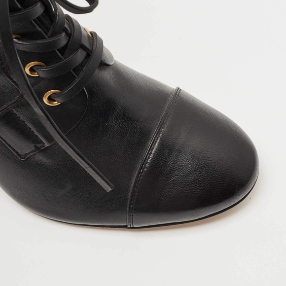 Stuart Weitzman Veruka Black Leather Ankle Wrap Lace-Up Combat Booties 10 - Picture 6 of 7